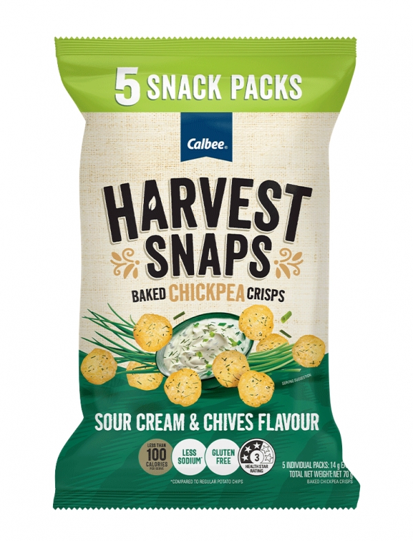 Harvest Snaps ChickPea Crisps Sour Cream & Chives 5 Pack 90g