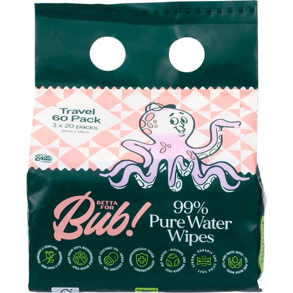 Betta For Bub 99% Pure Water Baby Wipes 60 Pack