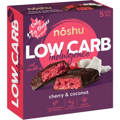 Noshu Bar Low Carb Bars Cherry & Coconut 5 Pack 150g