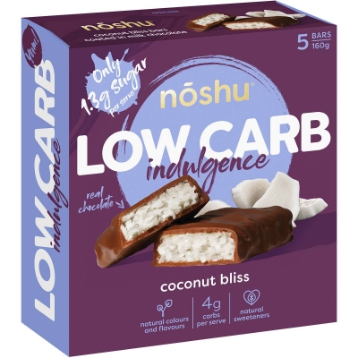 Noshu Bar Low Carb Coconut Bliss 5 Pack 160g