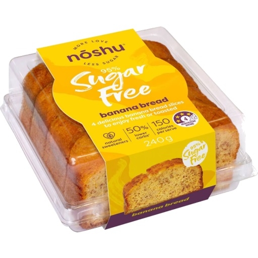 Noshu 95% Sugar Free Banana Bread Slices 4 Pack 240g