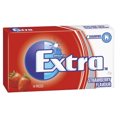 Wrigley's Chewing Gum Extra Strawberry Sugar Free 14 Pieces Envelope 27g