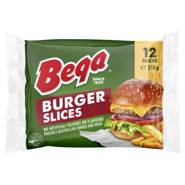 Bega Cheese Burger Slices 12 Pack 250g