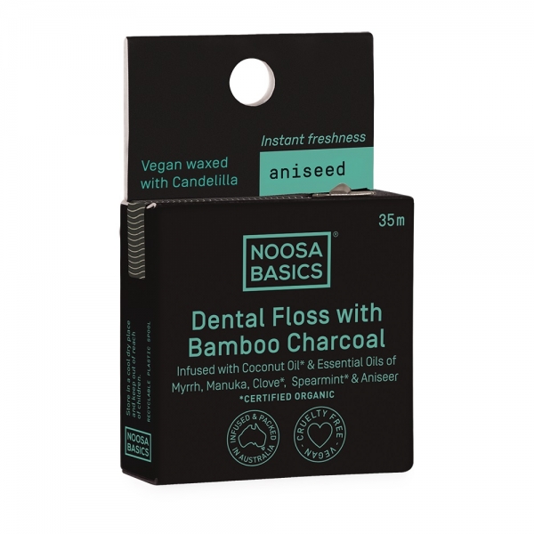 Noosa Basics Dental Floss With Bamboo Charcoal Aniseed 35m