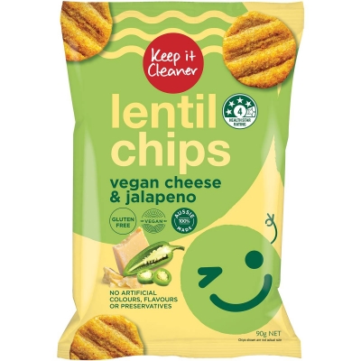 Keep It Cleaner Lentil Chips Vegan Cheese & Jalapeno 90g