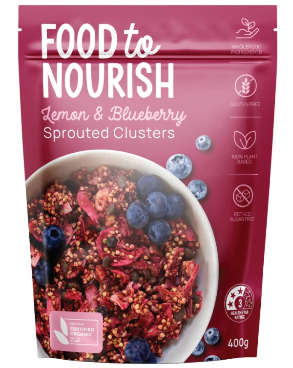 Food To Nourish Sprouted Clusters Lemon & Blueberry 400g