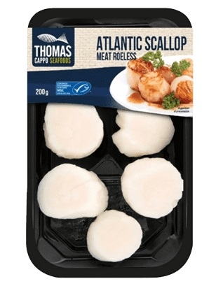 Thomas Cappo Seafoods Atlantic Scallop Meat Roeless 200g