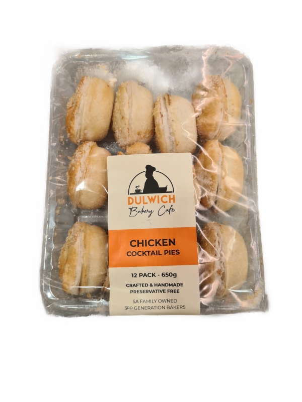 Dulwich Bakery Frozen Cocktail Chicken Pies 12 Pack 650g