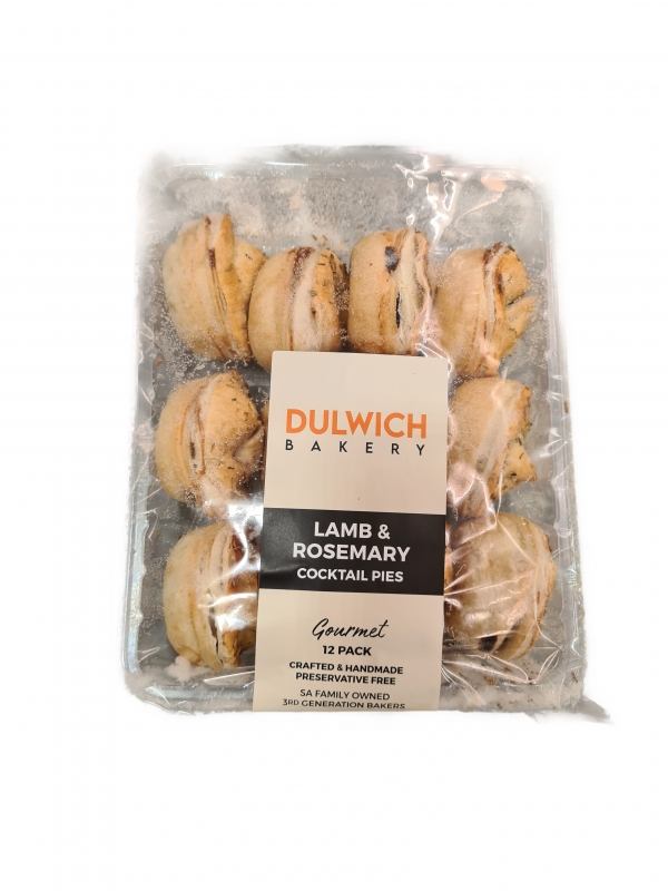 Dulwich Bakery Frozen Cocktail Lamb & Rosemary Pies 12 Pack 450g