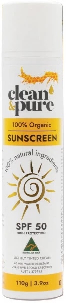 Clean & Pure 100% Organic Sunscreen SPF 50 110g