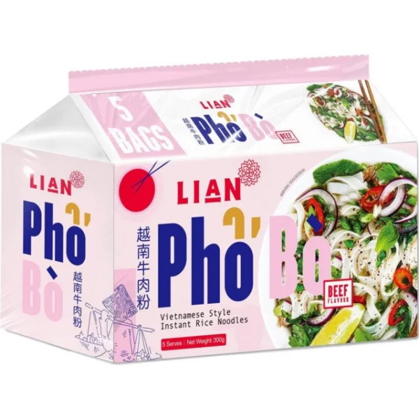 Lian Pho Bo Instant Rice Noodles Beef 5 Pack 300g