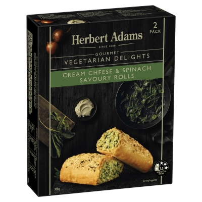 Herbert Adams Vegetarian Cheese & Spinach Rolls 2 Pack 380g