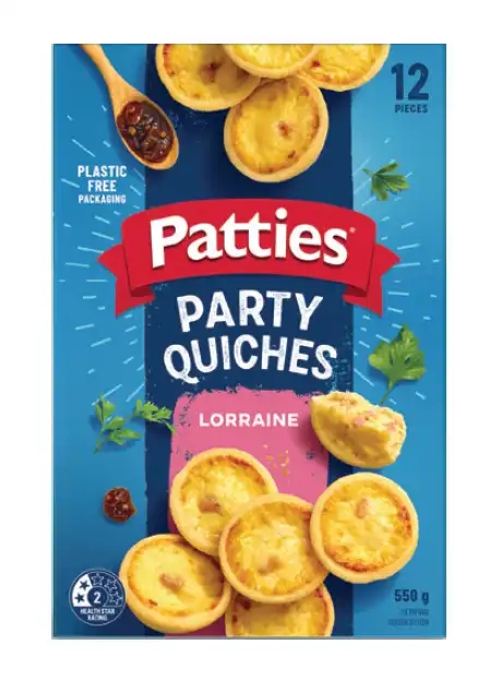 Patties Party Quiche Lorraine 12 Pack 550g