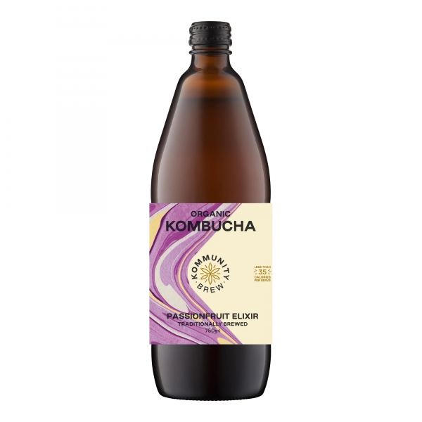 Kommunity Brew Organic Kombucha Passionfruit Elixir 750ml