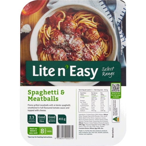 Lite N' Easy Spaghetti & Meatballs 415g