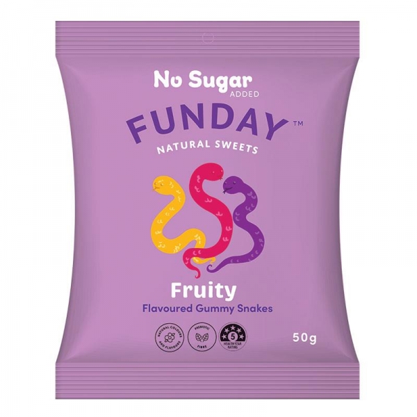 Funday Fruity Gummy Snakes 50g (Wellbeing)