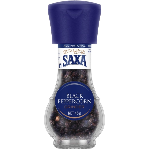 Saxa Grinder Black Peppercorn Mill 45g