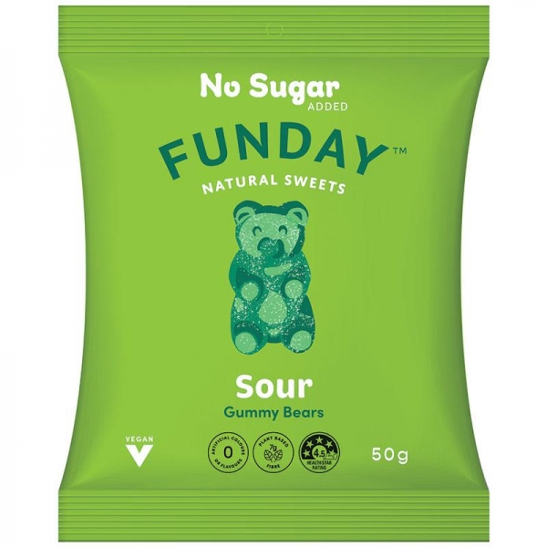 Funday Sour Vegan Gummy Bears 50g (Wellbeing)