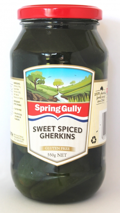 Spring Gully Gherkins Sweet Spiced 550g