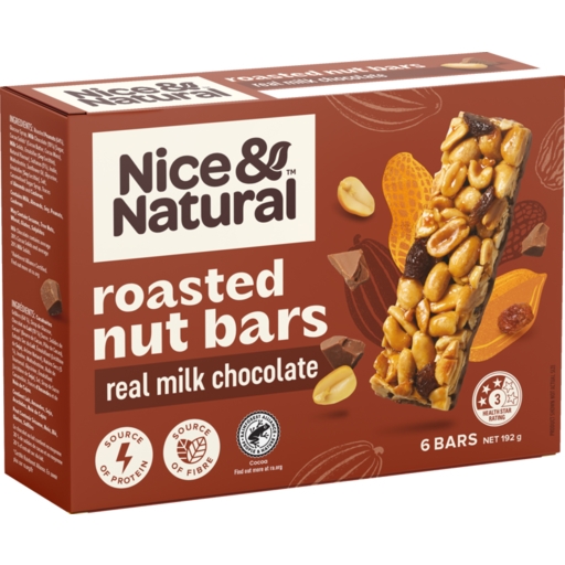 Nice & Natural Roasted Nut Bar Milk Choc 6 Pack 192g