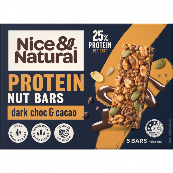 Nice & Natural Protein Nut Bar Dark Choc & Cacao 5 Pack 165g