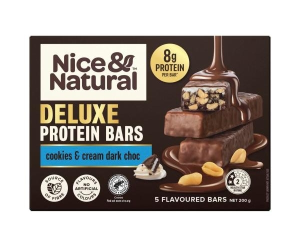 Nice & Natural Deluxe Protein Bars Cookies & Cream 5 Pack 200g