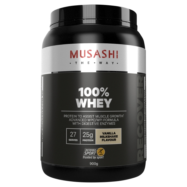 Musashi Protein Powder 100% Whey Vanilla Milkshake 900g