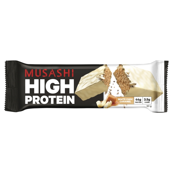 Musashi High Protein Bar White Choc Caramel 90g