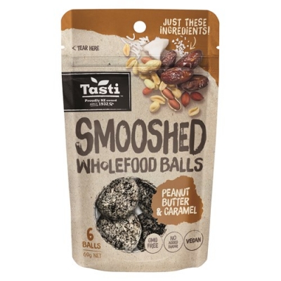 Tasti Smooshed Wholefood Balls Peanut Butter & Caramel 6 Pack 69g