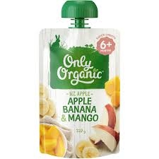 Only Organic Apple Banana & Mango Pouch 6+ Months 120g