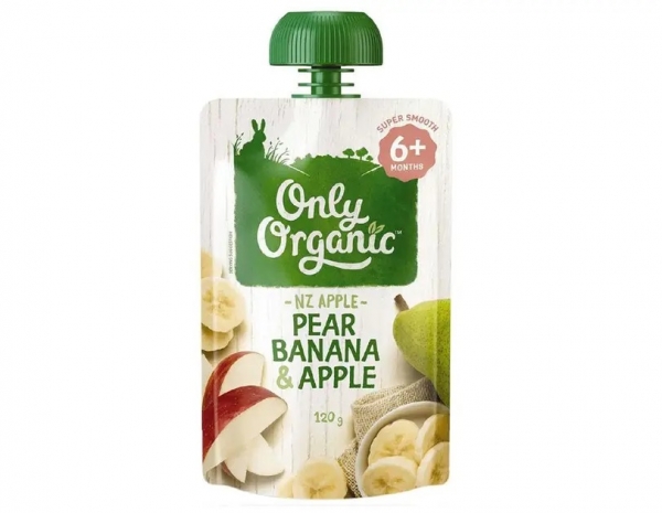 Only Organic Pear Banana & Apple Pouch 6+ Months 120g