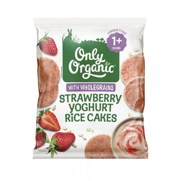 Only Organic Rice Cakes Yoghurt Strawberry 60g