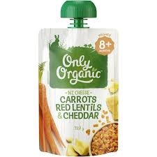 Only Organic Carrots Red Lentils & Cheddar Pouch 8+ Months 120g