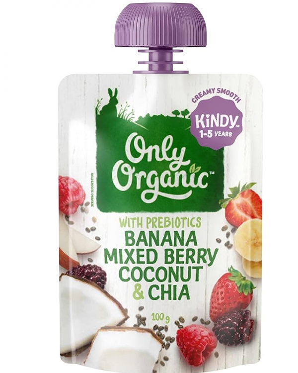 Only Organic Banana, Mixed Berry, Coconut & Chia 1+ Years 100g