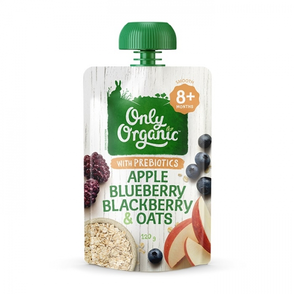 Only Organic Apple Blueberry Blackberry & Oats 120g