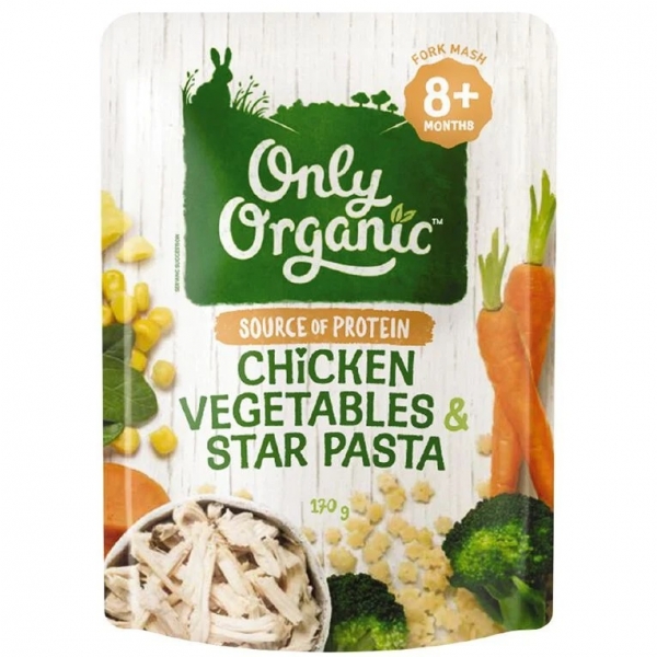 Only Organic Chicken Vegetables & Star Pasta 170g