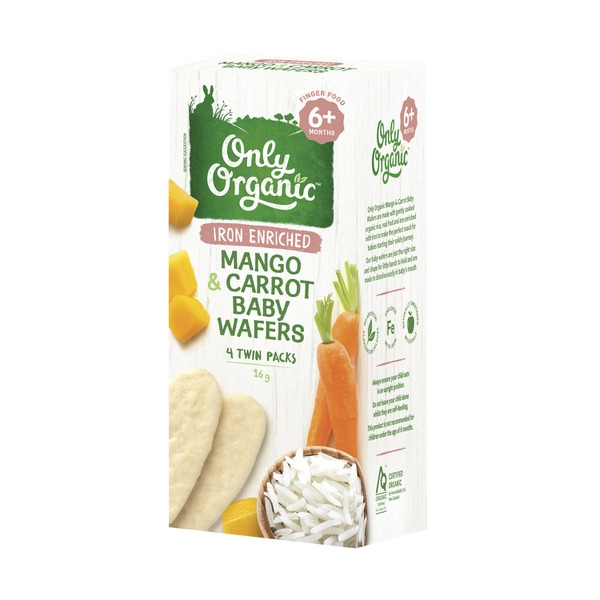 Only Organic Wafers Mango & Carrot 6+ Months 16g