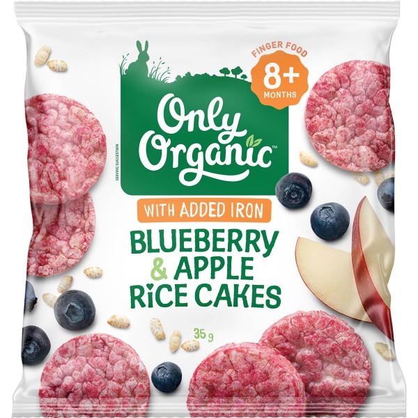 Only Organic Rice Cakes Blueberry & Apple 35g