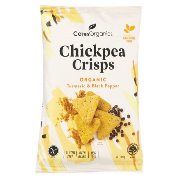 Ceres Organics Chickpea Crisps Turmeric 100g