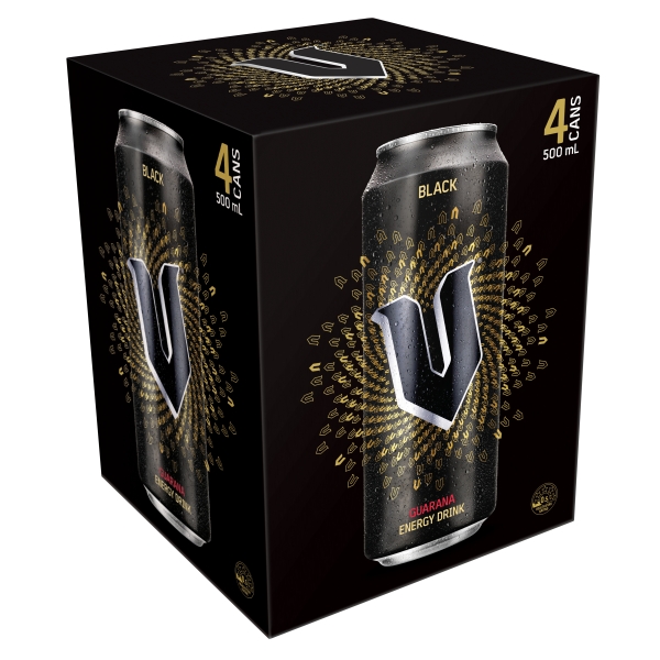 V Energy Drink Black 4 x 500ml 