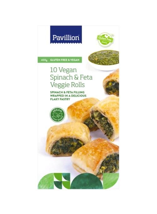 Pavillion Frozen Vegan Spinach Feta Veggie Rolls Gluten Free 400g