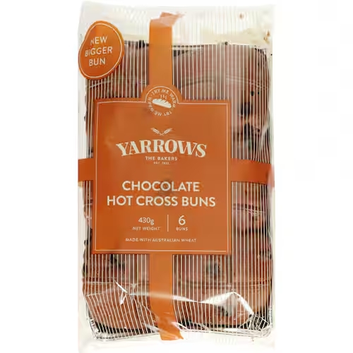 Yarrows Hot Cross Buns Chocolate 6 Pack 430g