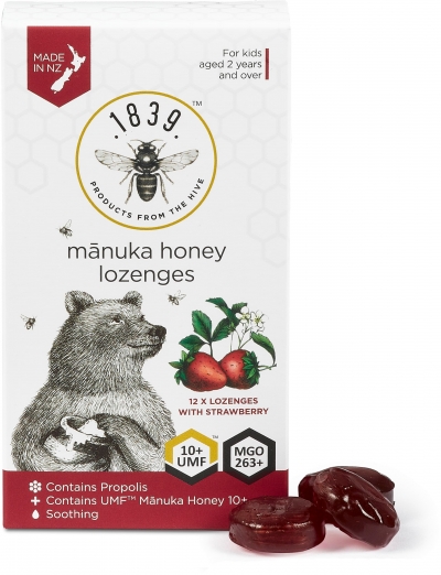 1839 Manuka Honey Lozenges Strawberry 12 Pack 54g