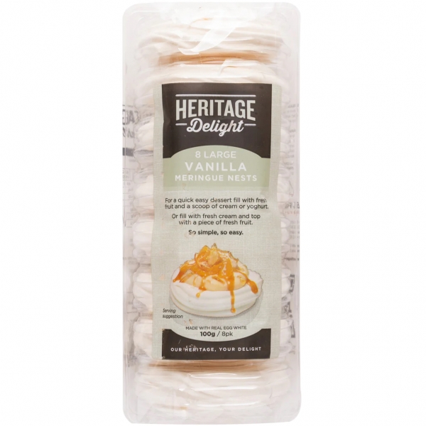 Heritage Delight Meringue Nest Vanilla 8 Pack 100g