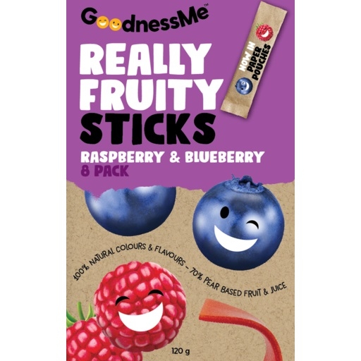 Goodness Me Fruit Sticks Raspberry & Blueberry 8 Pack 120g