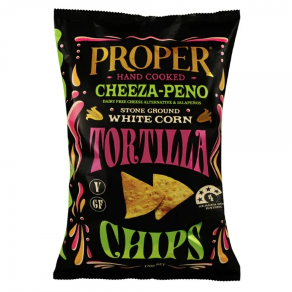 Proper White Corn Tortilla Chips Cheeza-Peno 150g