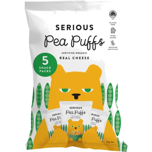 Serious Pea Puffs Organic Real Cheese 5 Pack 75g