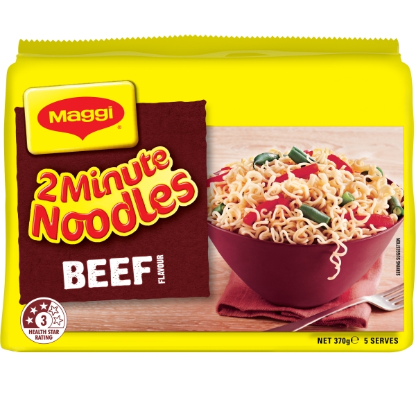 Maggi 2 Minute Noodles Beef 5 Pack 370g