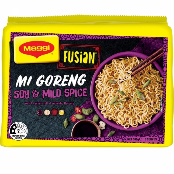 Maggi Fusian Noodles  Mi Goreng Soy Mild Spice 5 Pack