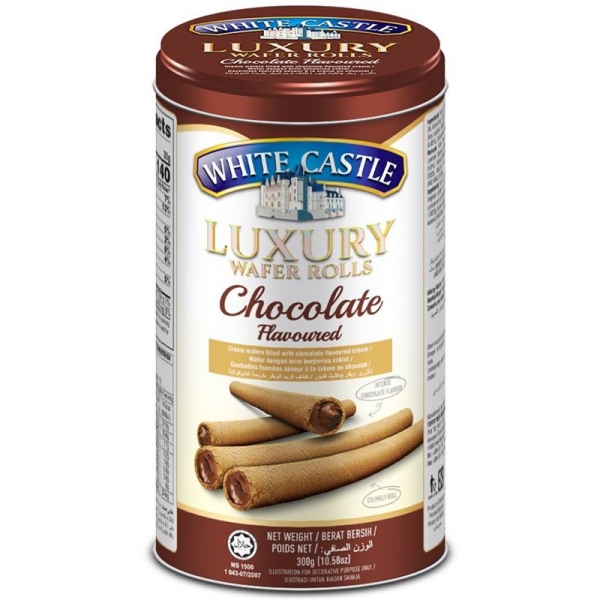 White Castle Luxury Wafer Rolls Chocolate 300g